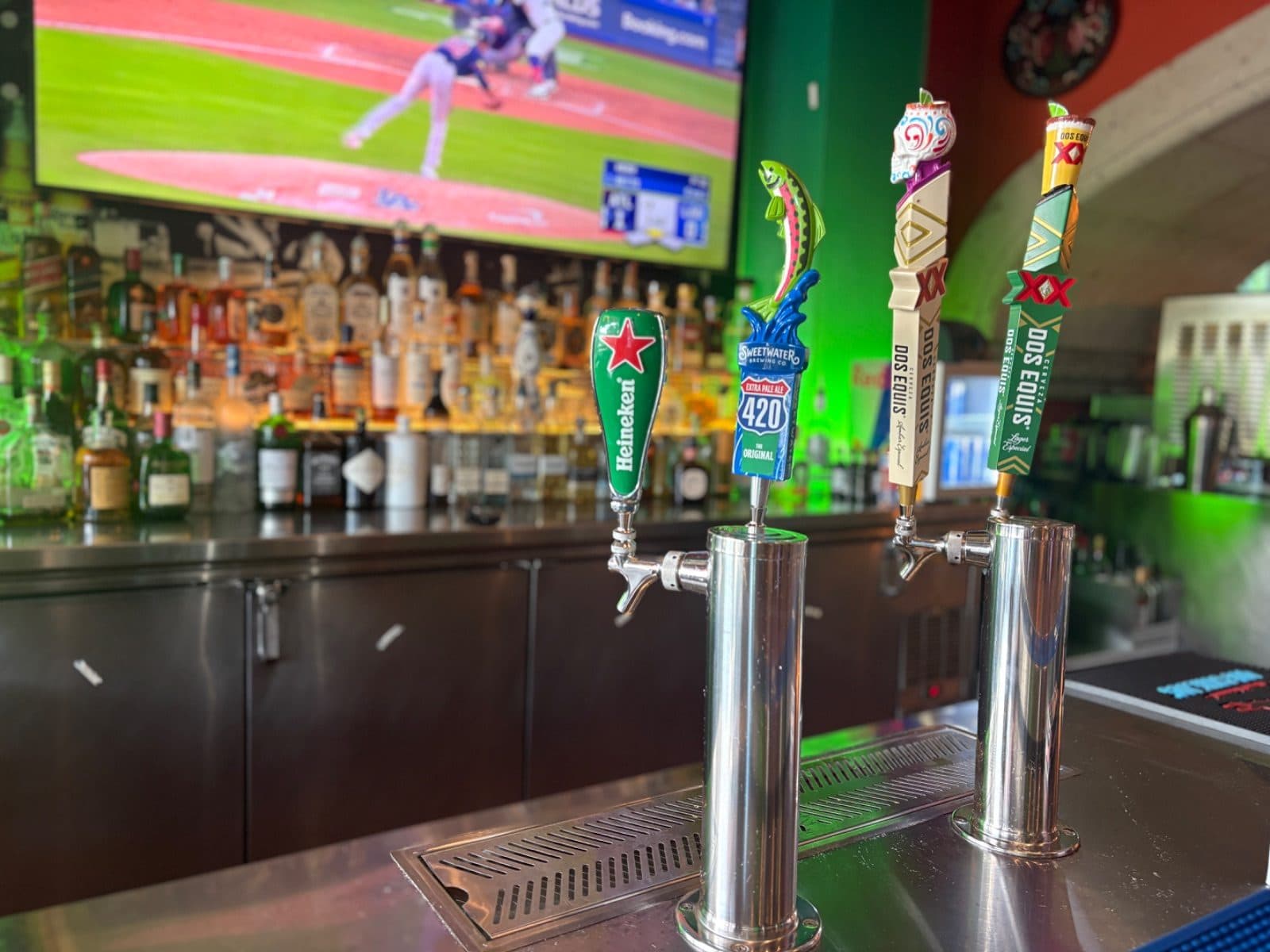 Perimeter bar with beer taps
